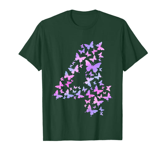 4th Birthday Butterfly 4 Year Old Birthday Girl Butterfly T-Shirt
