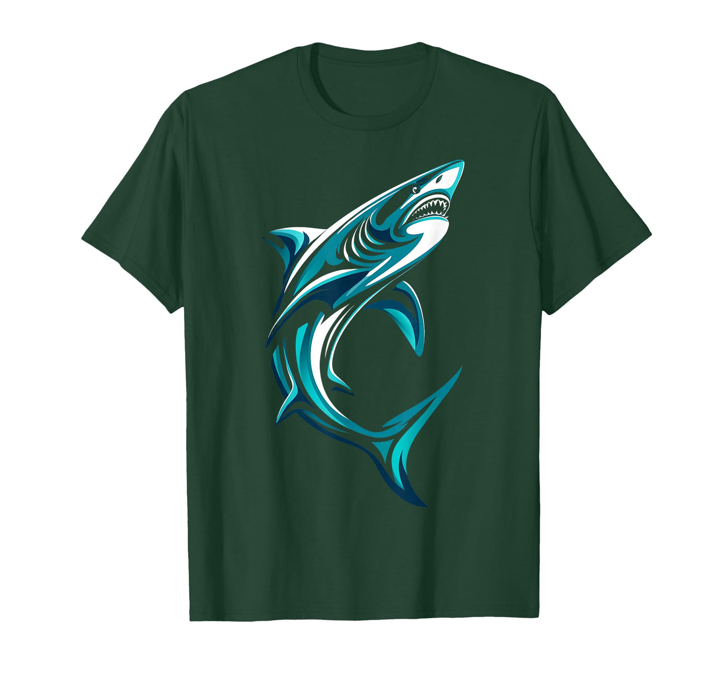 Turquoise Shark Nautical Blue Ocean Graphic T-Shirt