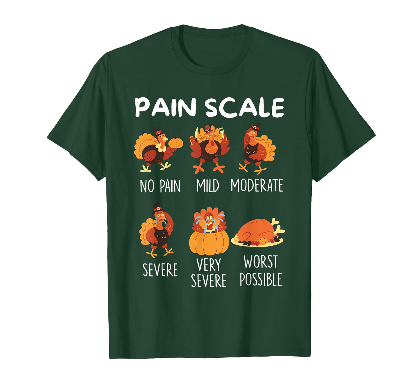 Funny Turkey Pain Scale Thanksgiving CNA ER Nurse Nursing T-Shirt