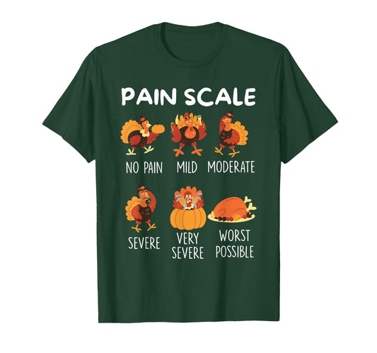 Funny Turkey Pain Scale Thanksgiving CNA ER Nurse Nursing T-Shirt