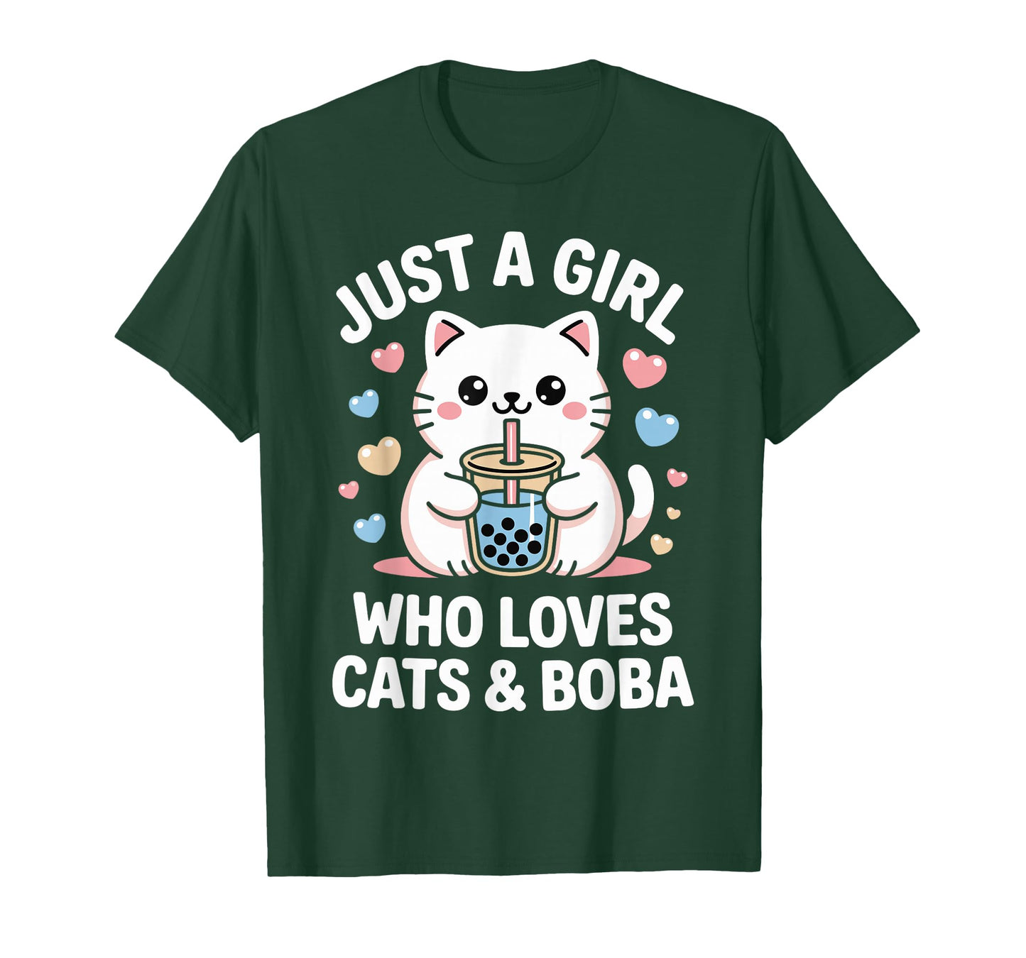 Just A Girl Who Loves Cats and Boba Kawaii Bubble Tea T-Shirt
