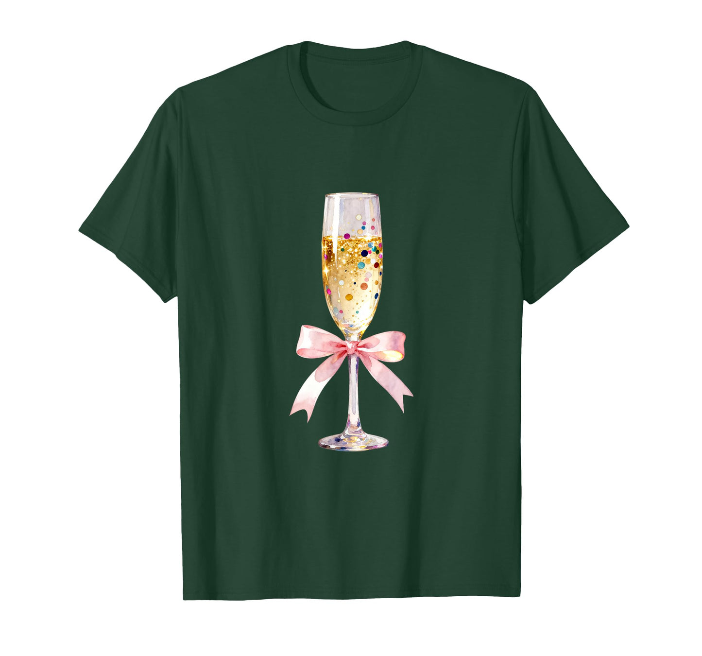 Cheer Happy New Year Coquette Bow Champagne New Year's Eve T-Shirt