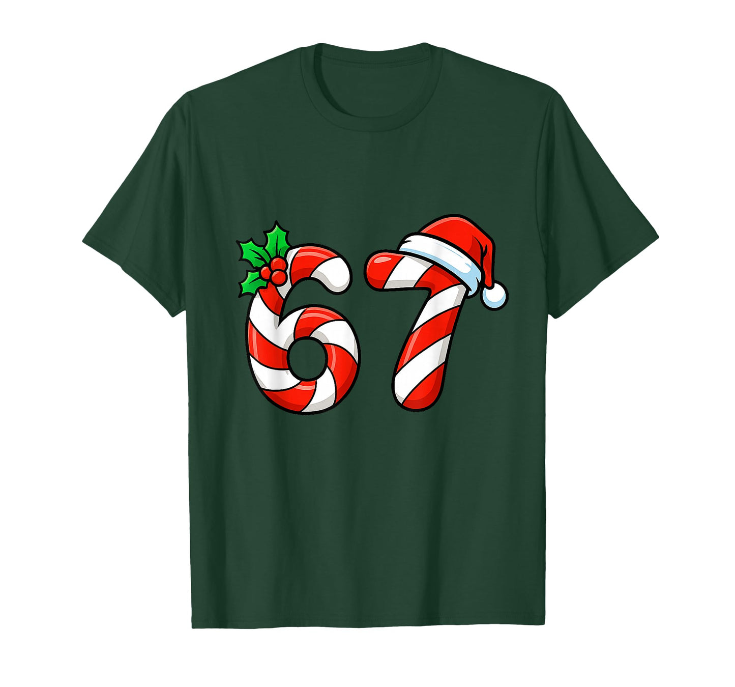 Six Seven 67 Candy Canes Christmas Meme 6 7 Women Men Kids T-Shirt