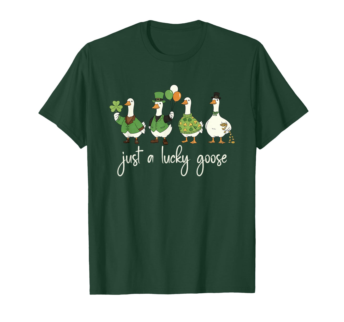 Just a Lucky Goose Leprechaun Irish Funny St Patricks Goose T-Shirt