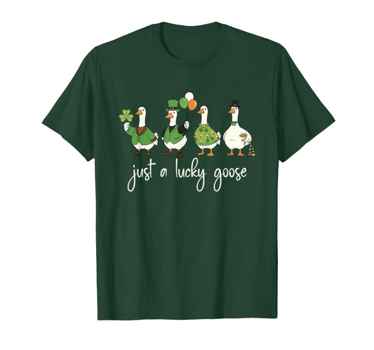 Just a Lucky Goose Leprechaun Irish Funny St Patricks Goose T-Shirt