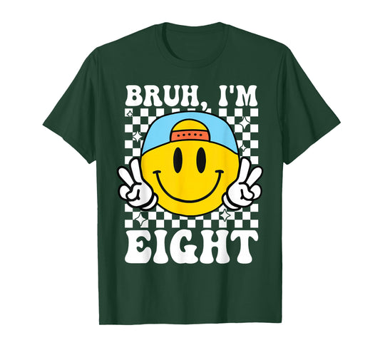 Bruh I'm Eight 8 8th Birthday Groovy Boys Girls 8 Years Old T-Shirt