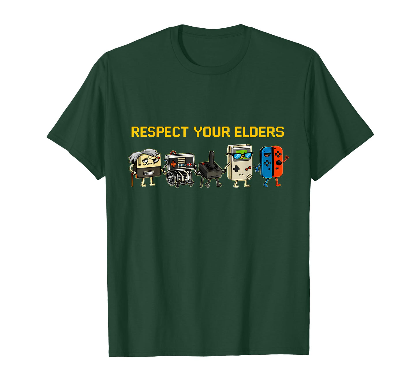 Respect Your Elders Funny Retro Gaming Console Parade T-Shirt