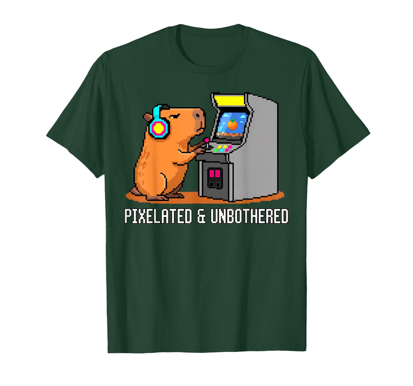 Pixelated Unbothered Capybara Retro Gaming Gamer T-Shirt