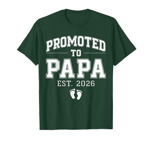 Promoted to Papa Est 2026 Varsity First Time Dad to Be T-Shirt