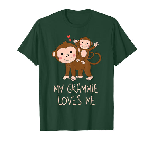 Cute Baby Monkey and Grandma My Grammie Loves Me T-Shirt