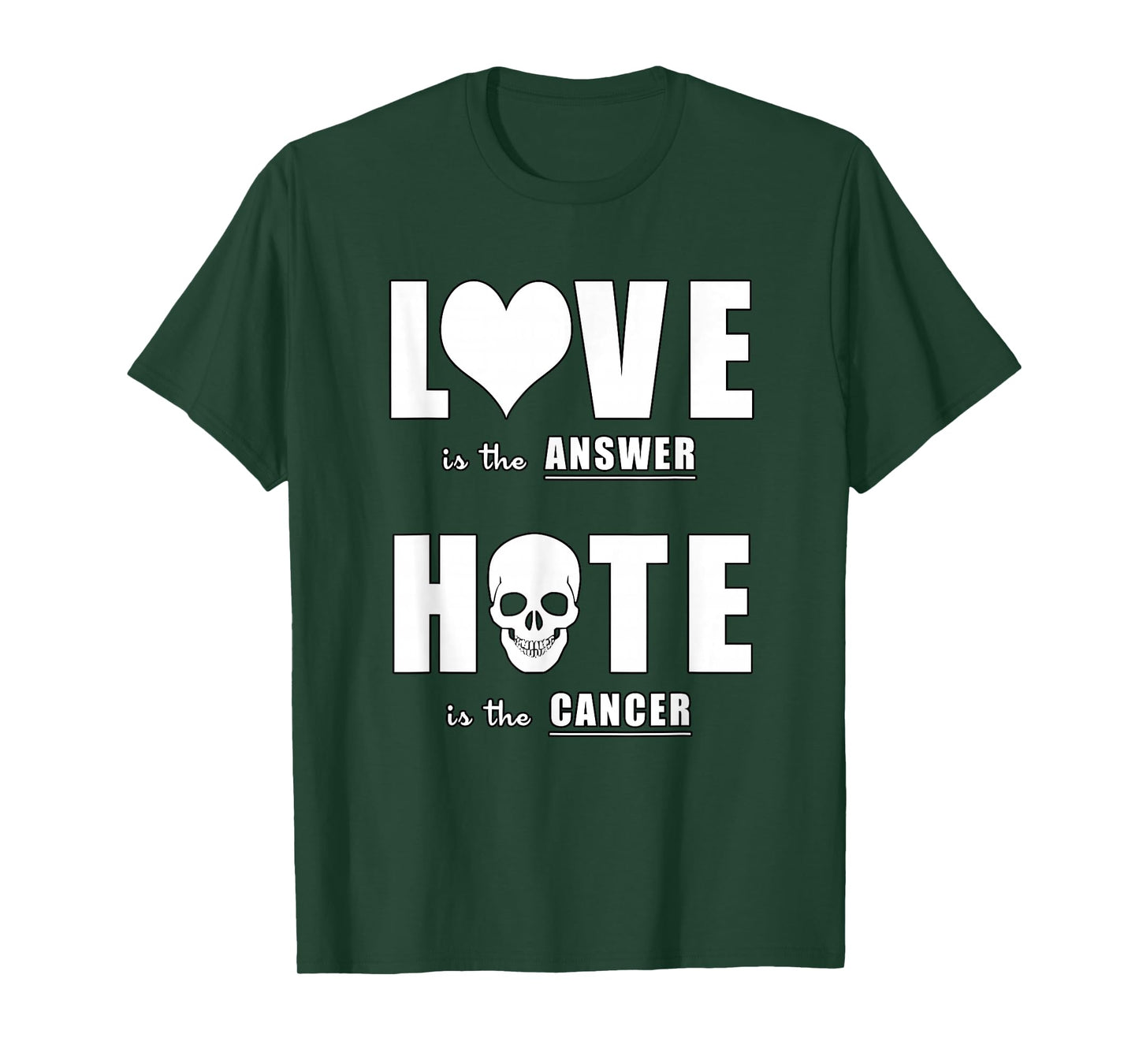 Love is The Answer Anti-Hate Quote Design T-Shirt
