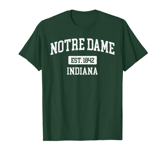 Notre Dame Indiana in Vintage Style Sports Design T-Shirt