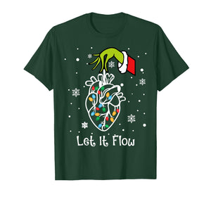 Cardiac Christmas Flow Anatomy Heart Christmas Lights Nurse T-Shirt