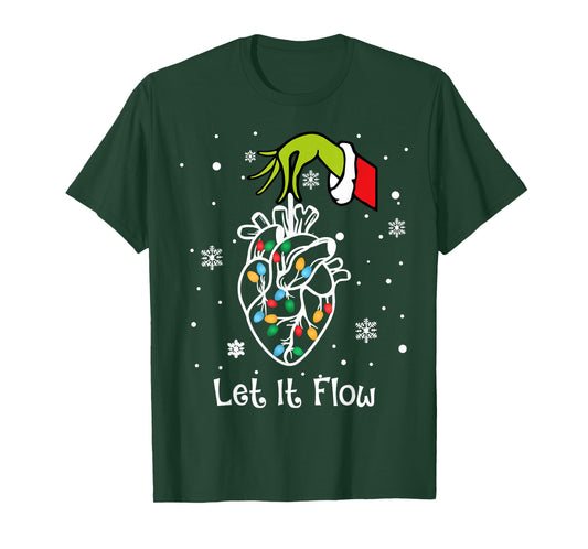 Cardiac Christmas Flow Anatomy Heart Christmas Lights Nurse T-Shirt