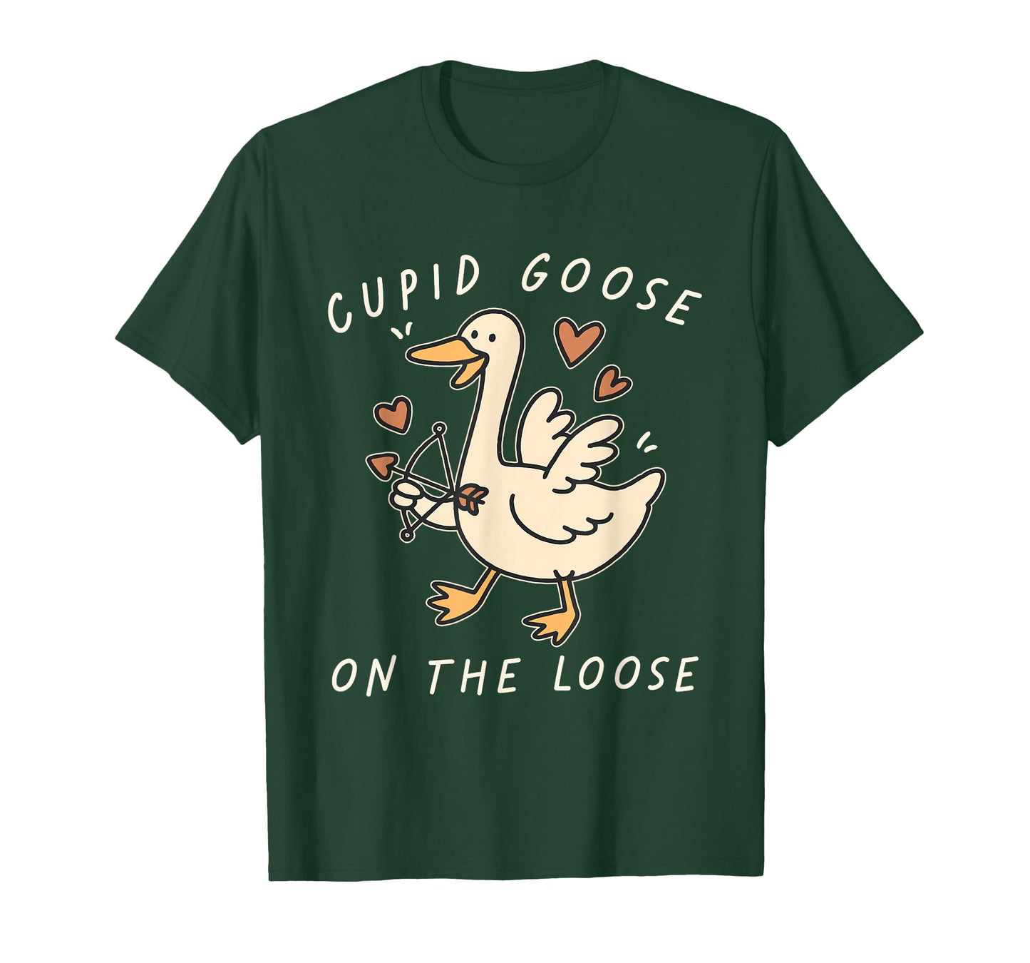 Cupid Goose On The Loose Funny Valentines Day Men Women Kids T-Shirt