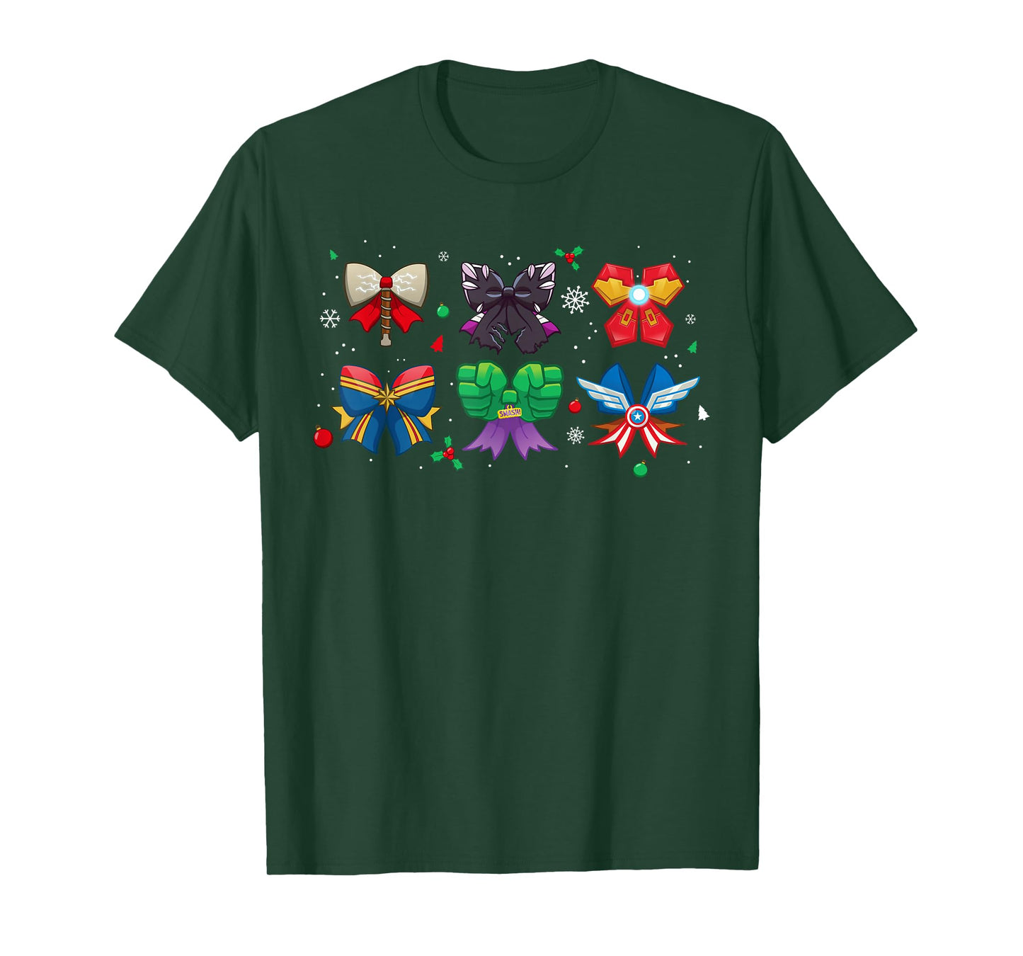 Marvel Avengers Christmas Coquette Cute Holiday Bows T-Shirt