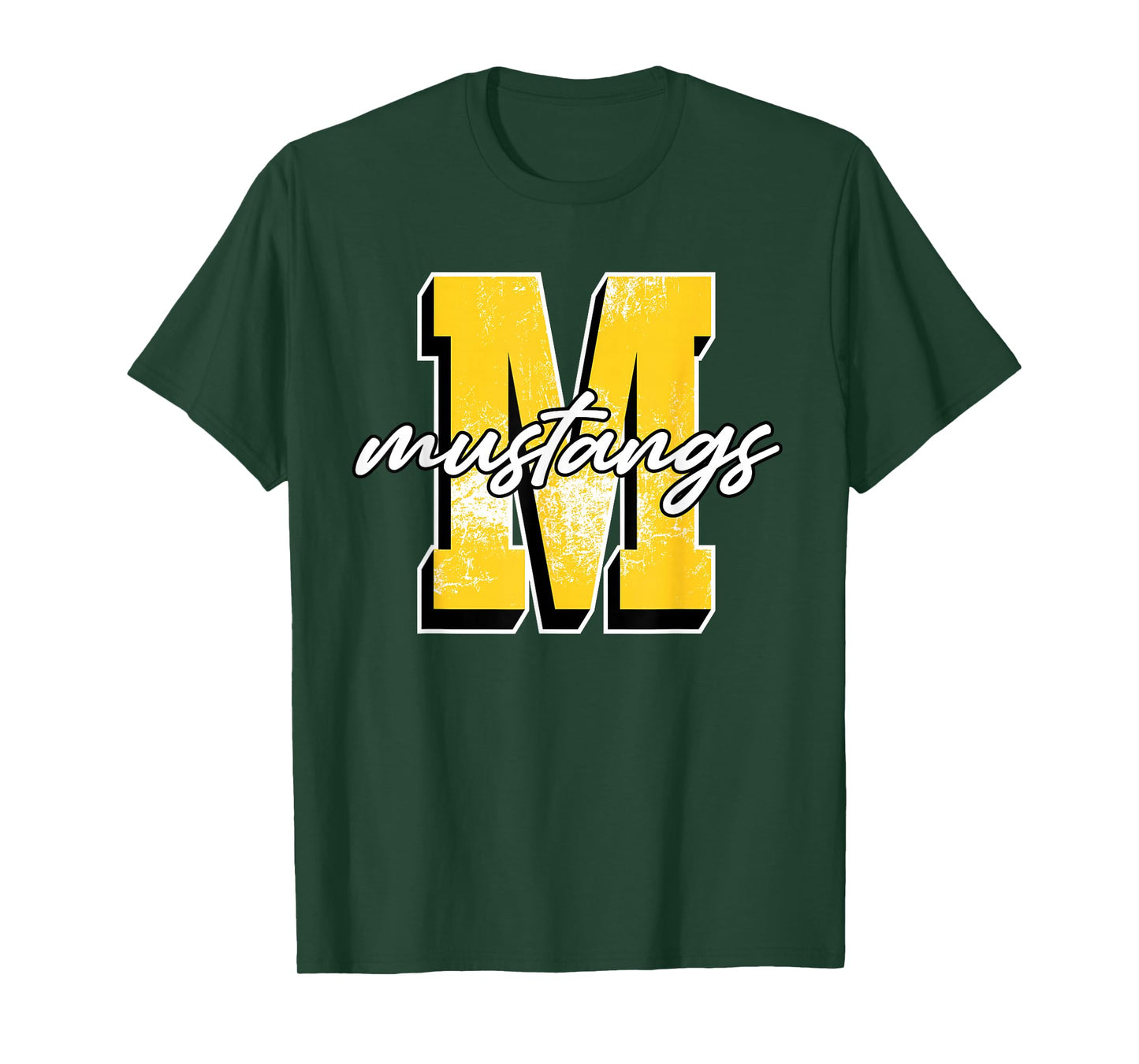 Yellow Mustang Pride School Spirit Game Day Mustangs Letter T-Shirt