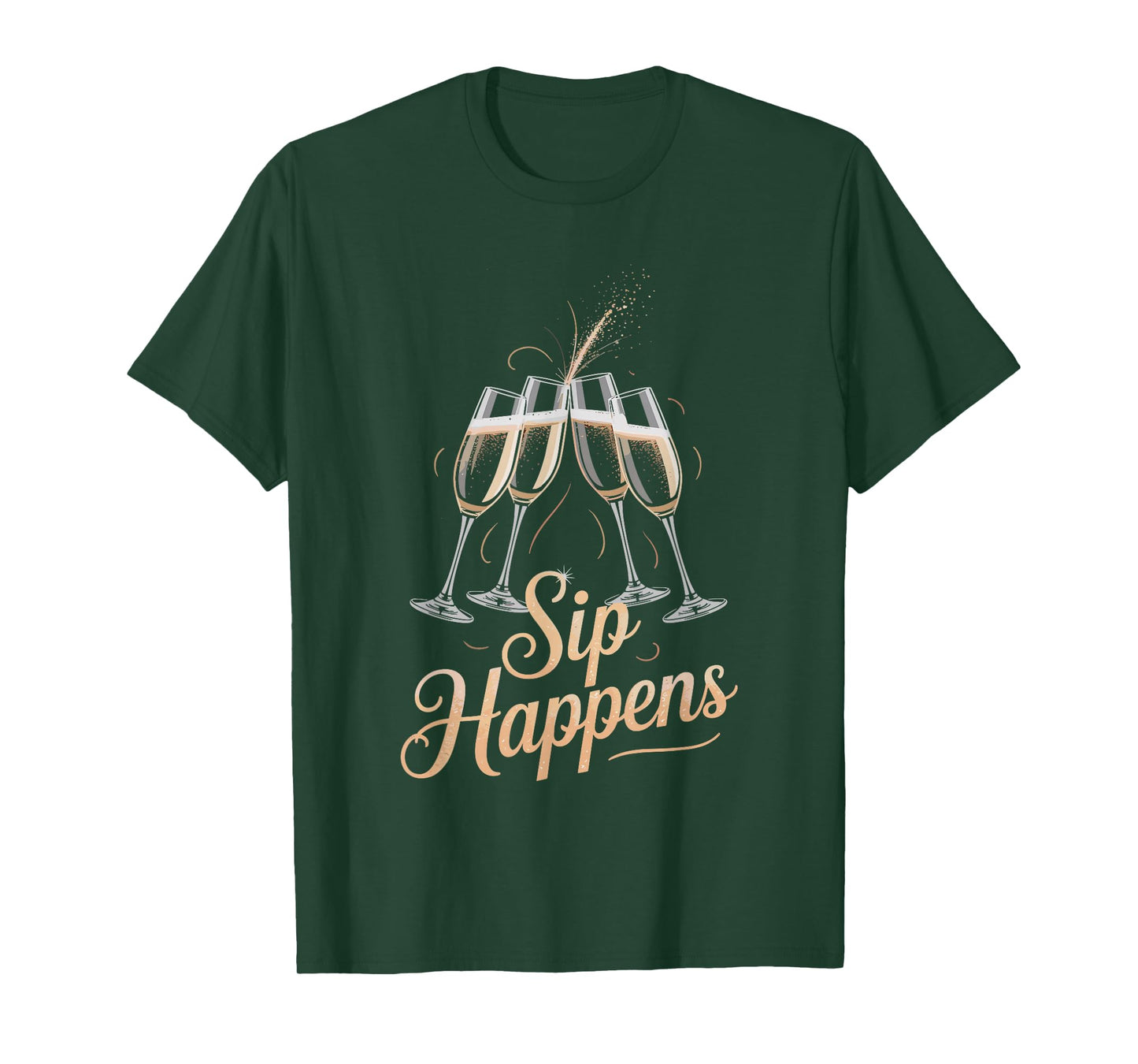 Sip Happens Funny Toast Sparkle Party Design T-Shirt