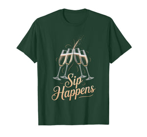 Sip Happens Funny Toast Sparkle Party Design T-Shirt
