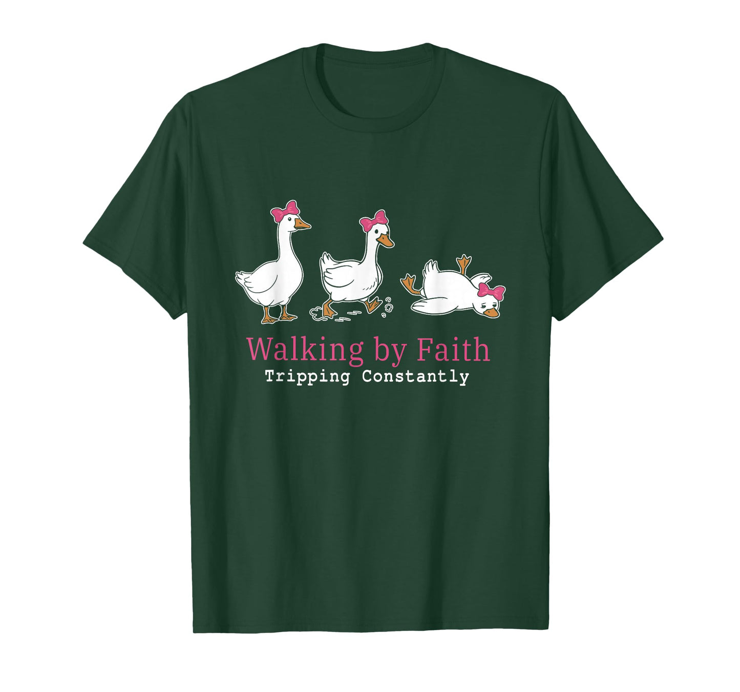Walking by Faith Tripping Constantly Funny Tripping Goose T-Shirt