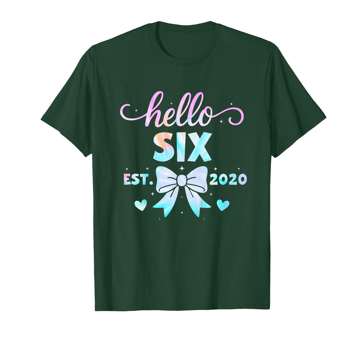 Kids Hello Six Coquette Bow 6th Birthday Girl, 6 Year Old Kids T-Shirt