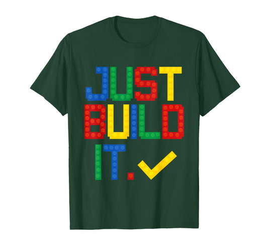 Just Build It Master Builder Kids Building Blocks Boys Girls T-Shirt