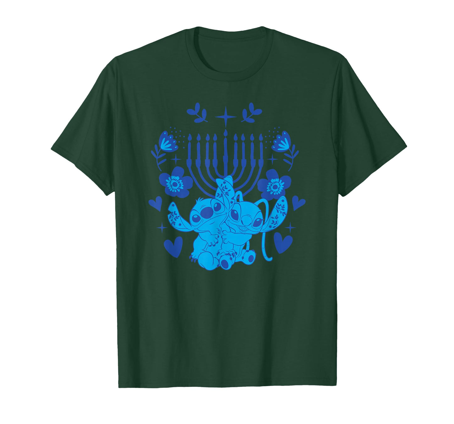 Disney Lilo & Stitch Hanukkah Stitch & Angel Holiday Menorah T-Shirt