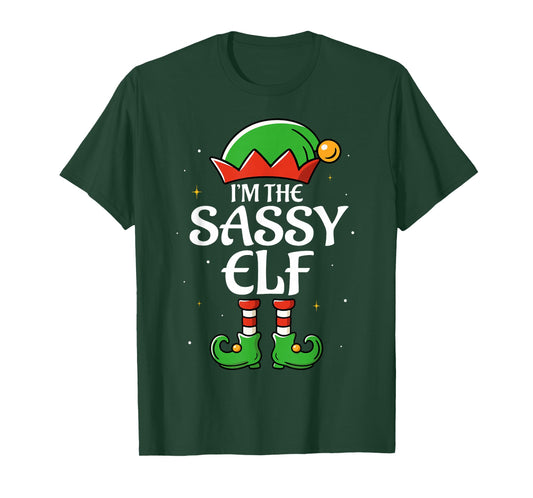 The Sassy Elf for Girls Boys Women Men Matching Christmas T-Shirt