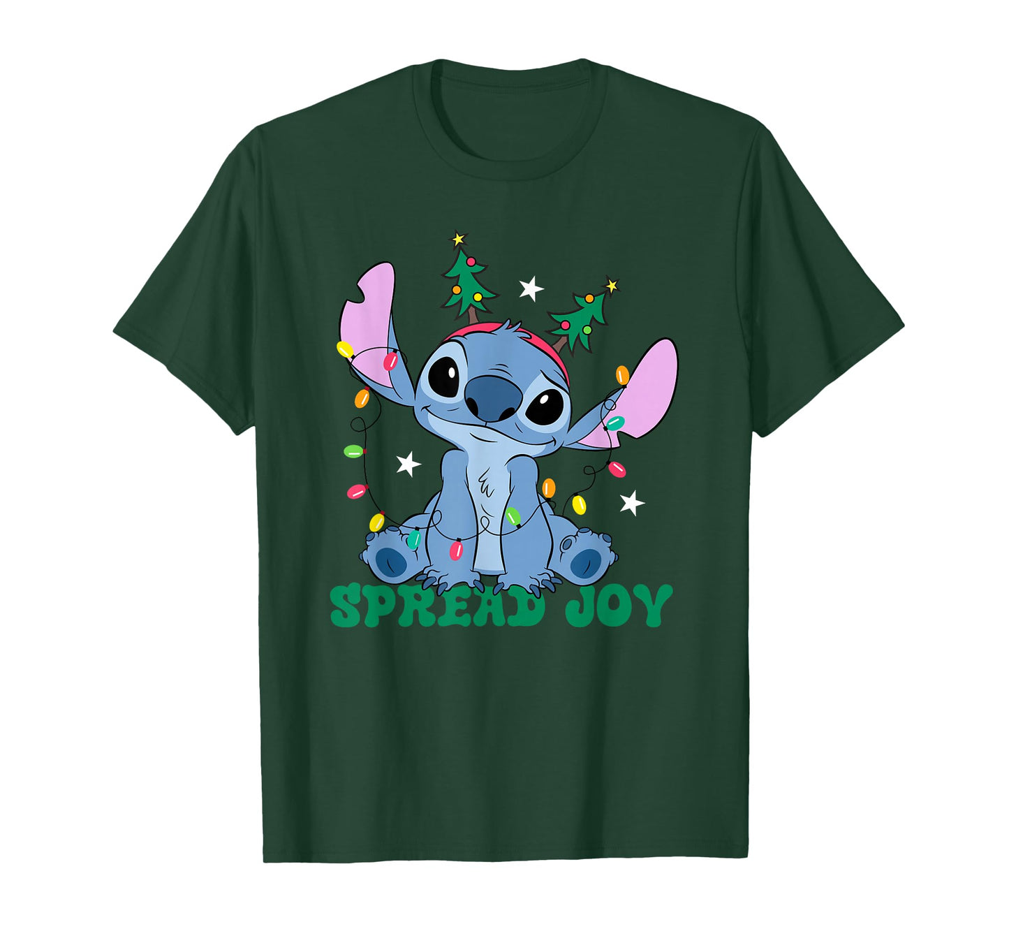 Disney Lilo & Stitch Christmas Spread Joy Cute Sitting Pose T-Shirt