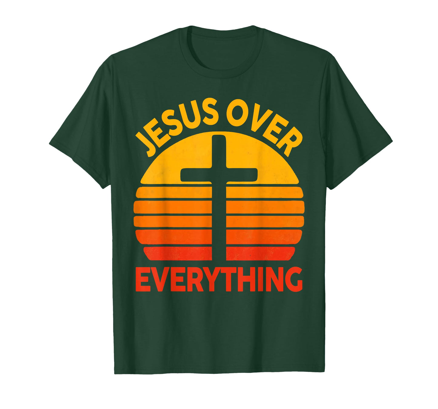 Jesus Over Everything Cross Christian Vintage Faith Based T-Shirt