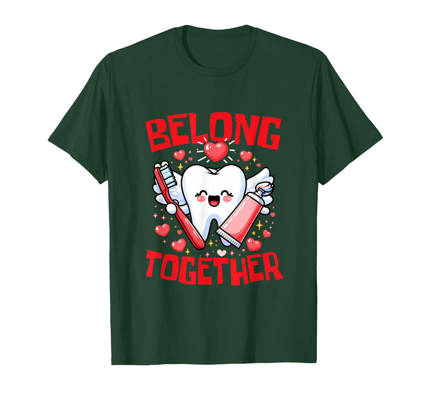 Belong Together Valentine's Day Funny Teeth Hearts Dentist T-Shirt