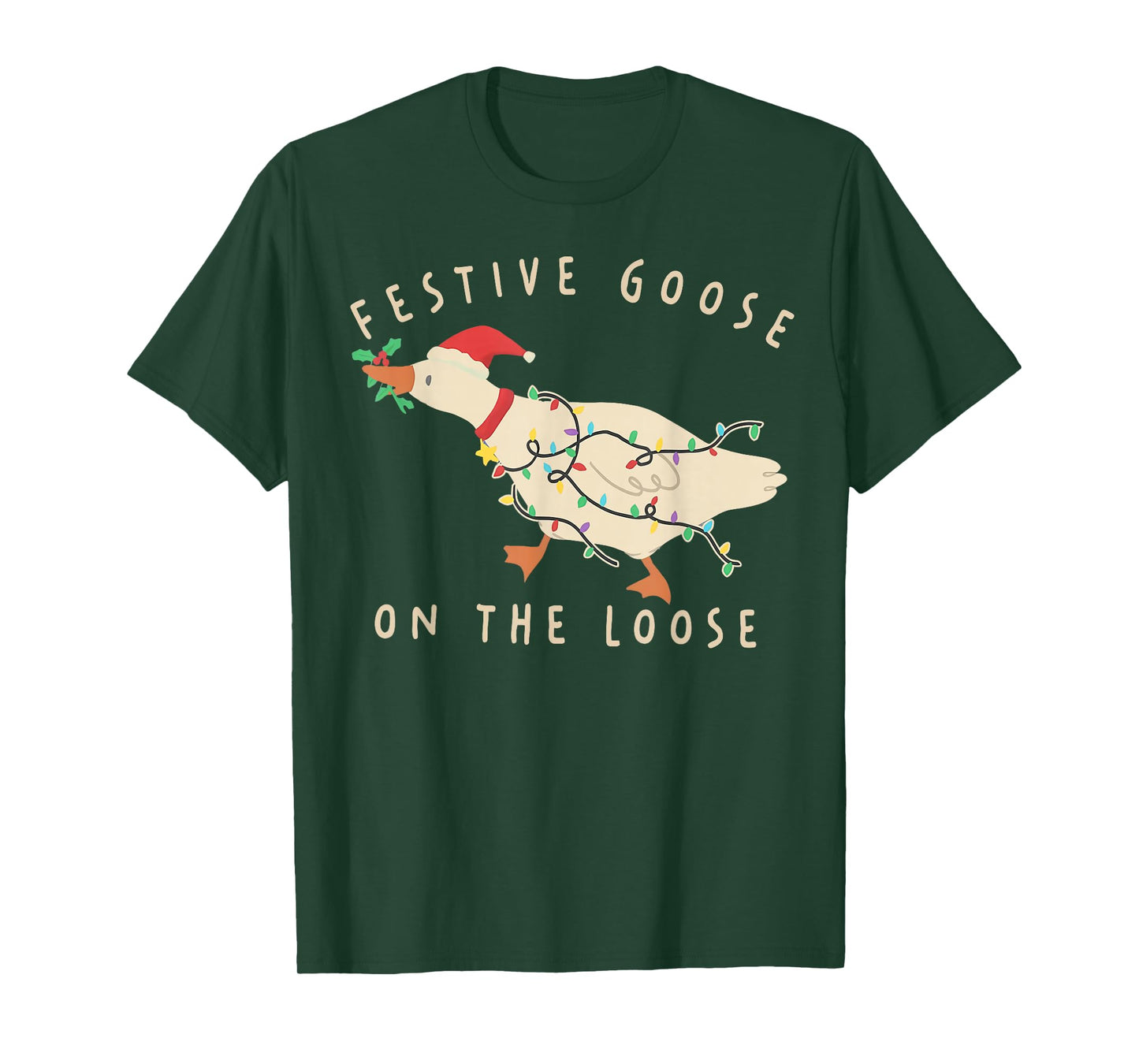 Funny Festive Goose on The Loose Christmas T-Shirt