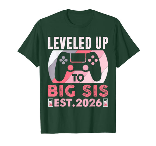 I'm Going to Be A Big Sis 2026 Leveled Up to Big Sister 2026 T-Shirt