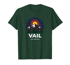 Vail Colorado Mountain Travel Souvenir Ski Town Retro Sunset T-Shirt