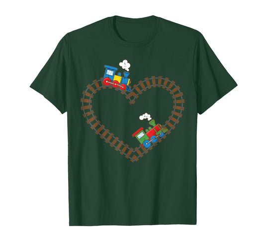 Valentines Day Trains Heart Rail Cute Toddler Boys Kids T-Shirt