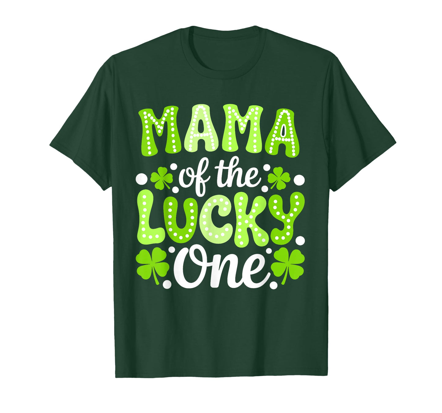 Mama of The Lucky One First Birthday St Patrick's Day Groovy T-Shirt