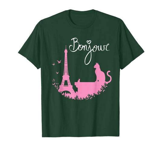 Paris Cat Eiffel Tower Cute French Design T-Shirt