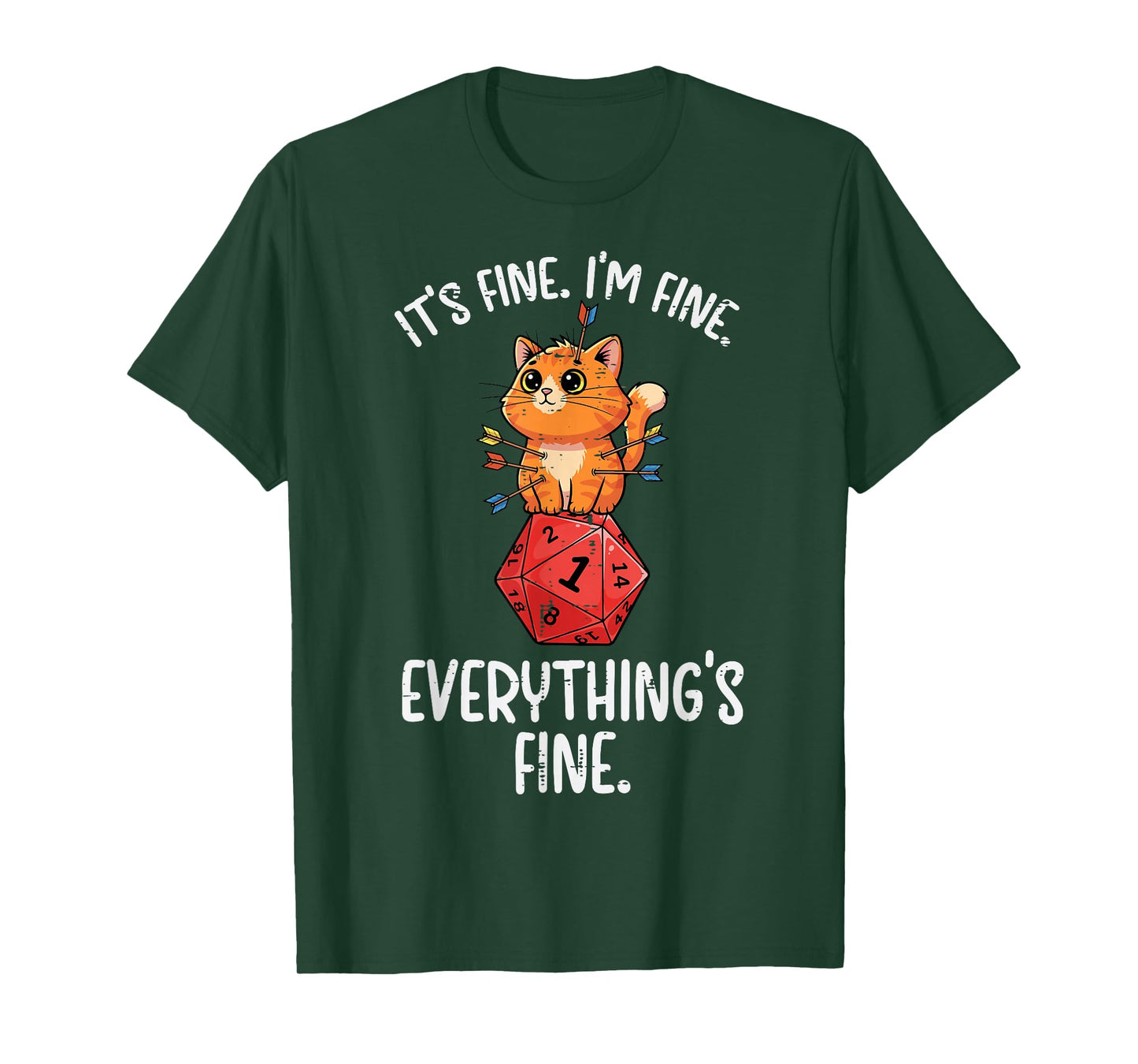 Gamer Cat Im Fine D20 Dice RPG Gaming Boys Girls Kids Men T-Shirt