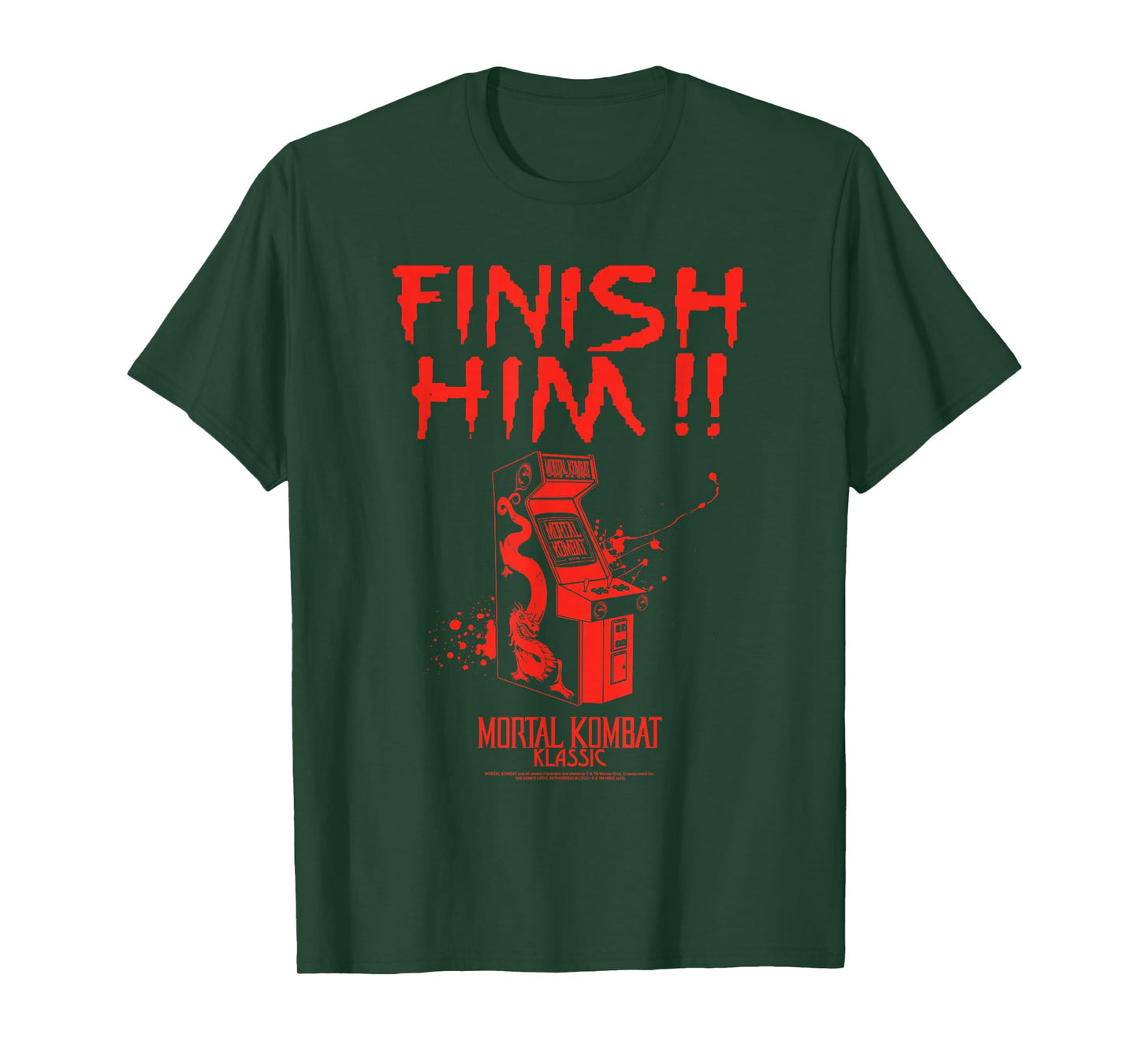 Mortal Kombat Klassic Finish Him! Vintage Arcade Video Game T-Shirt