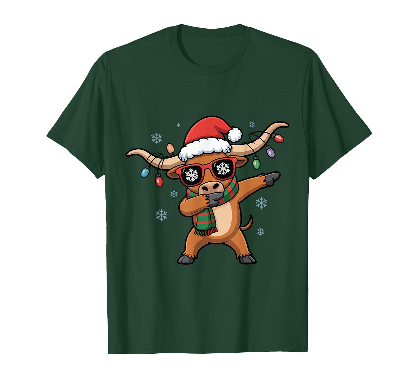 Dabbing Longhorn Christmas Funny Holiday Design T-Shirt