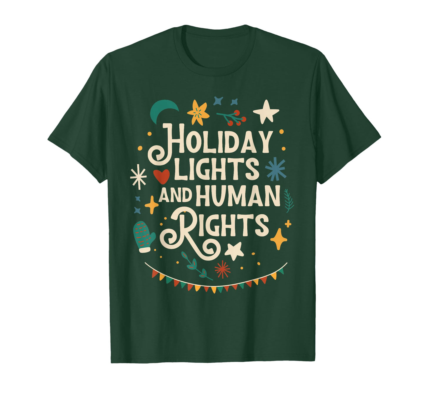Retro Holiday Lights and Human Rights Supporters Christmas T-Shirt