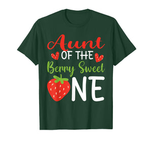 Aunt of The Berry Sweet One Strawberry 1st Birthday T-Shirt
