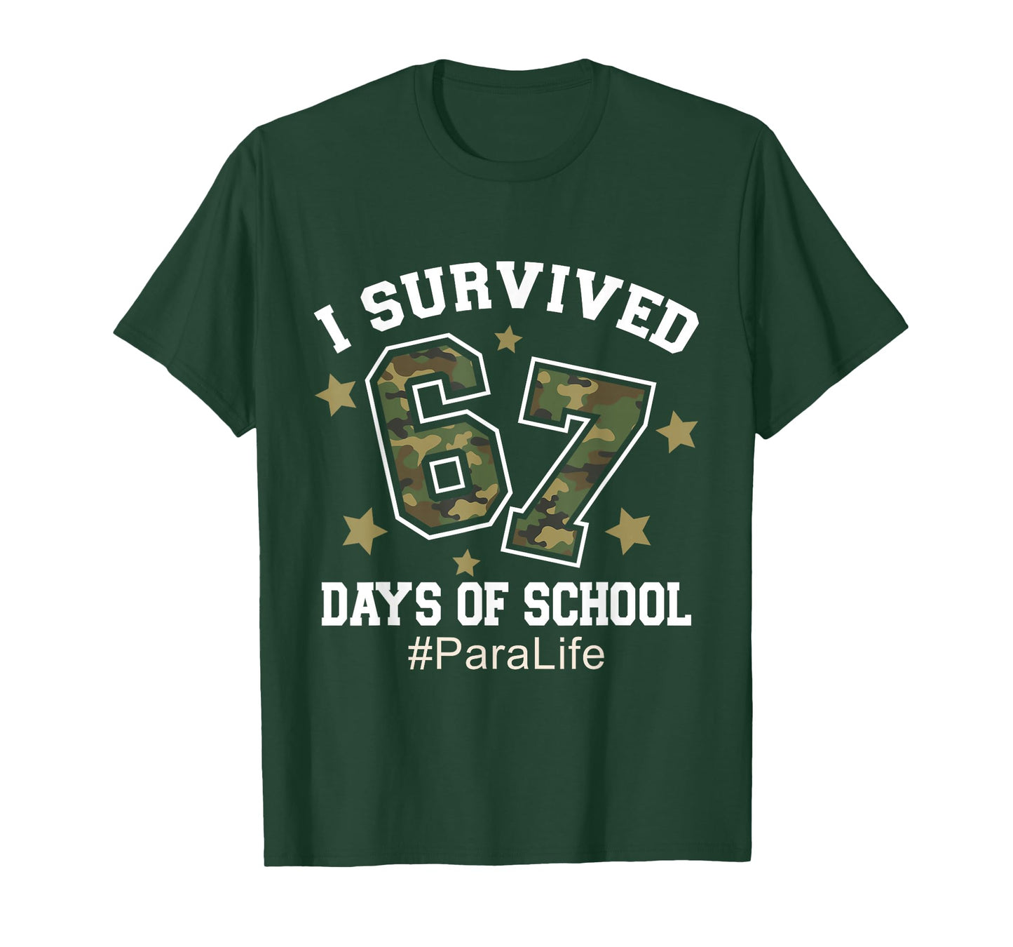 I Survived 67 Days of School Camo 6 7 Meme para Life T-Shirt