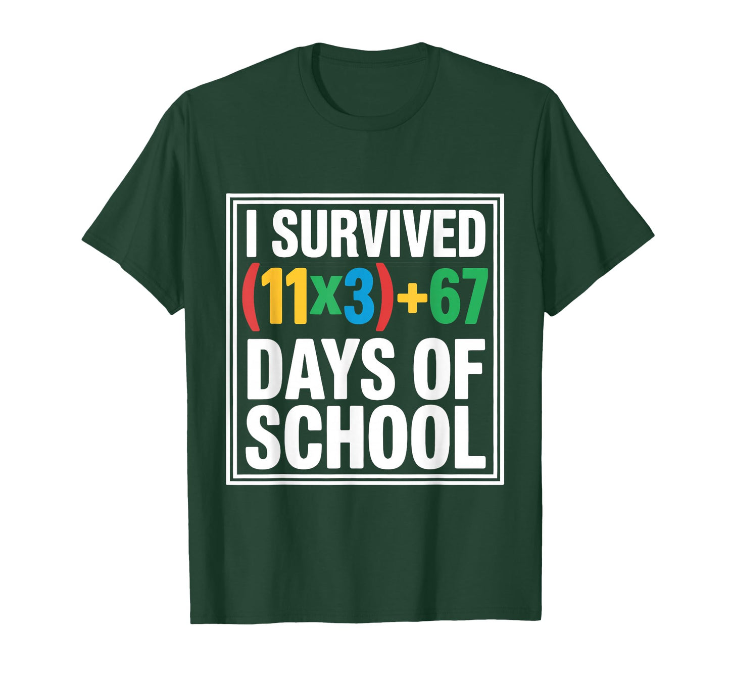 I Survived 100 Days School Math Equation 100 Six Seven 67 T-Shirt