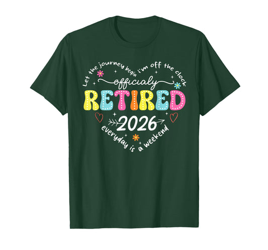 Officially Retired 2026 Heart Women Mom Retirement Gift T-Shirt