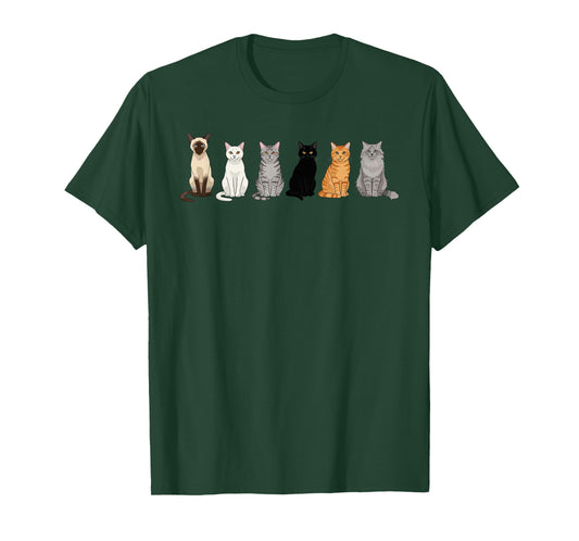 Cute Cartoon Cats for Cat Lovers Funny Cat Breed Gifts T-Shirt