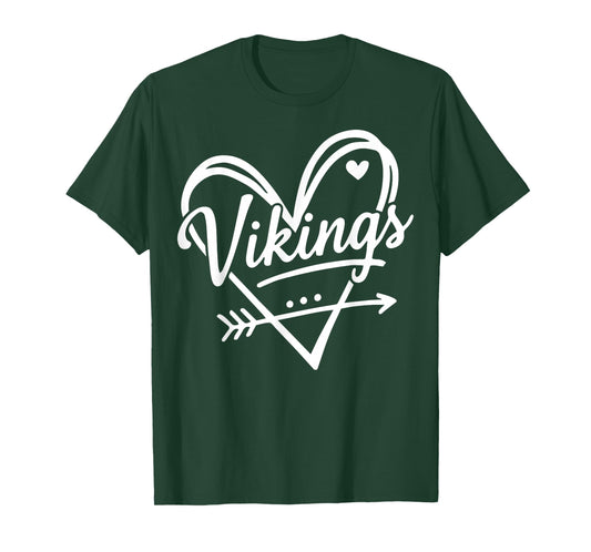 Retro Vikings Heart Cute Name Graphic Gift for Men Women Kid T-Shirt