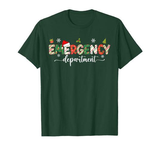 Groovy Emergency Department Christmas RN ED ER Tech Nurse T-Shirt