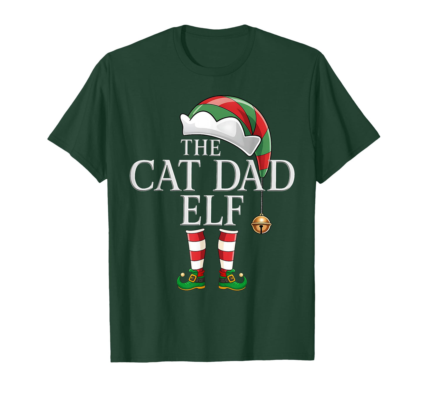 Cat Dad Elf Squad Christmas Matching Pajama Xmas Party Elf T-Shirt