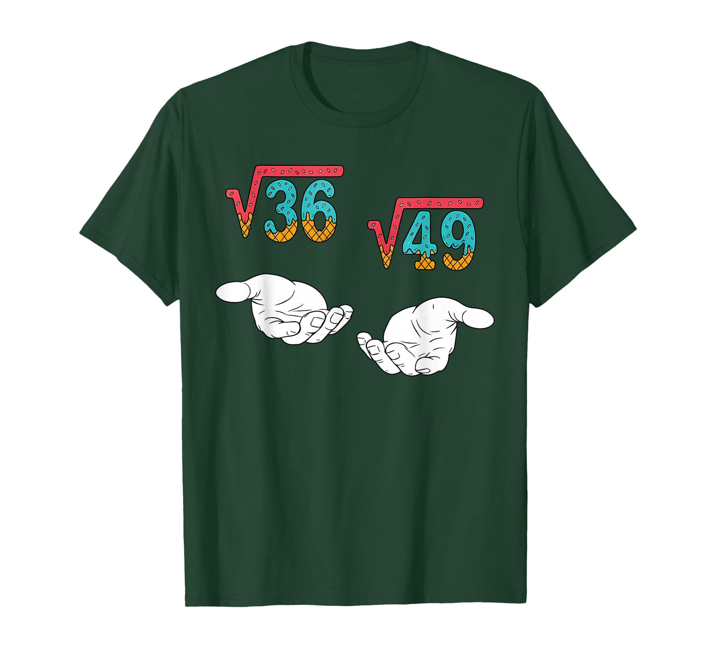Square Root 36 49 Meme 67 Ice Cream Drip Math Teacher T-Shirt